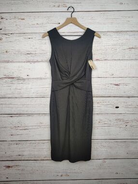 Uniq Sleeveless Knot-Front Black Sheath Dress